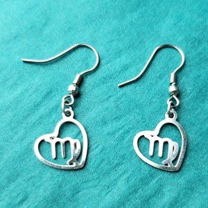 2/10$ NWOT stainless zodiac sign heart earrings virgo